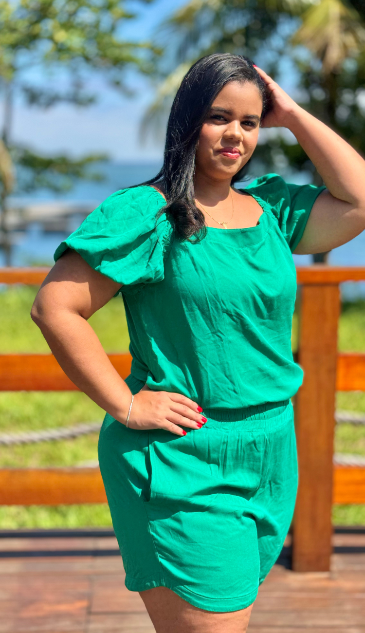 Conjunto Feminino Lisa Secret Glam Verde Plus Size