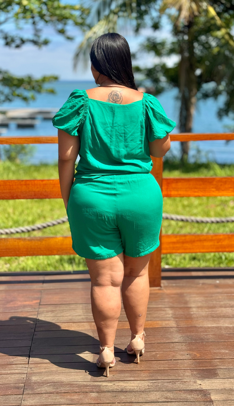 Conjunto Feminino Lisa Secret Glam Verde Plus Size