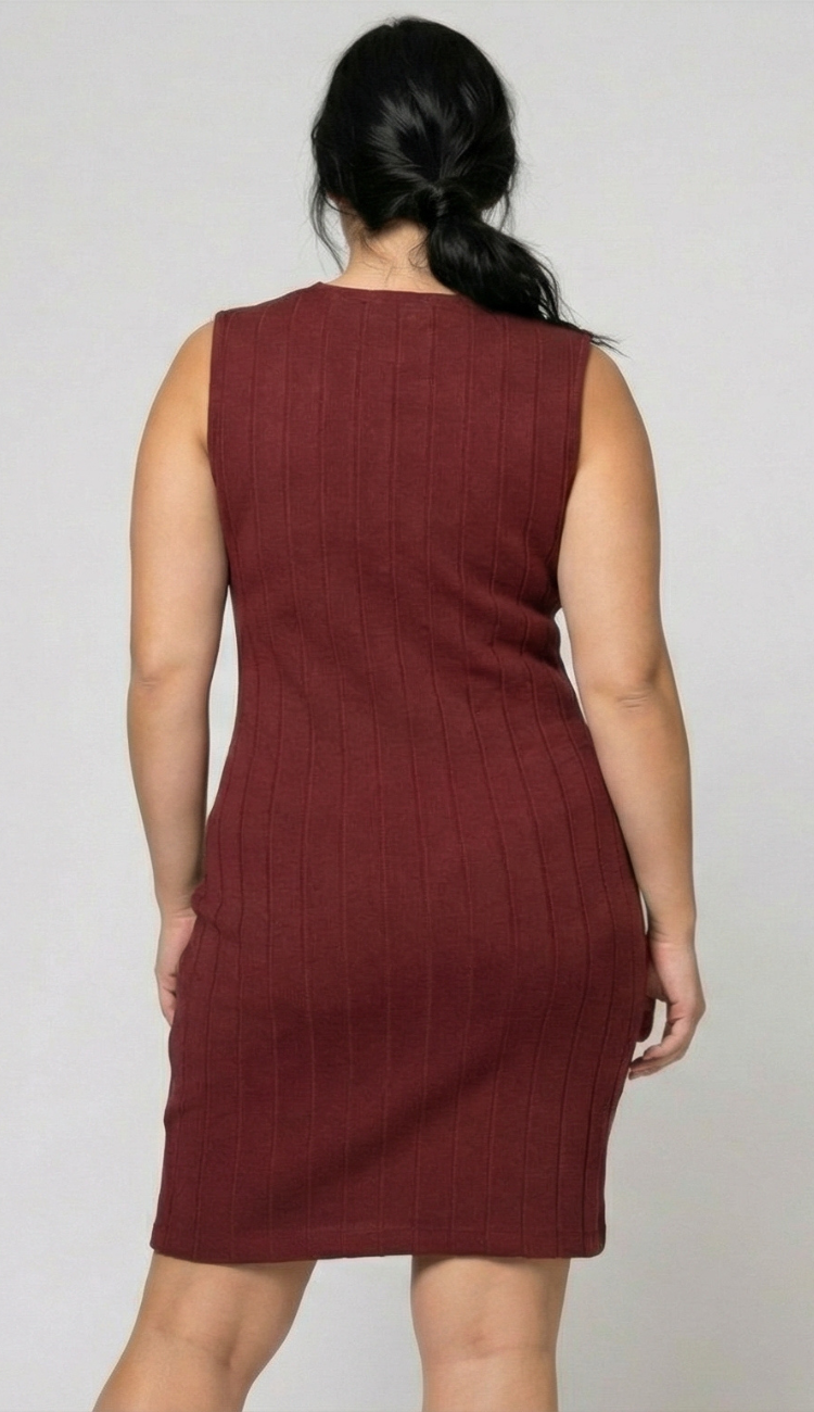Vestido Midi Sem Manga Em Tricot Trabalhado Vermelho (Tamanho Único)